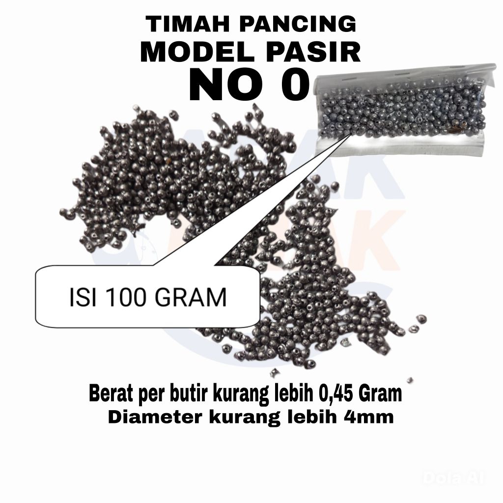 [ PAKET 1 ONS ] timah pancing model pasir no 0 berat perbutir 0,45 gram diameter 4mm cocok untuk ika