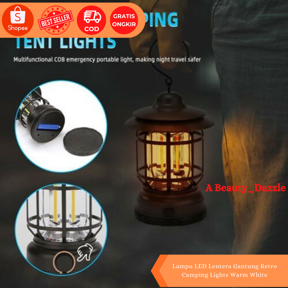 Lampu LED Lentera Gantung Retro Camping Lights Warm White Lampu Camping Lentera LED