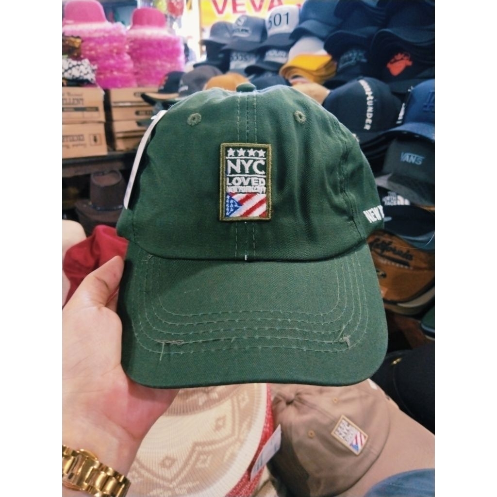 Topi warna army tempel bordir