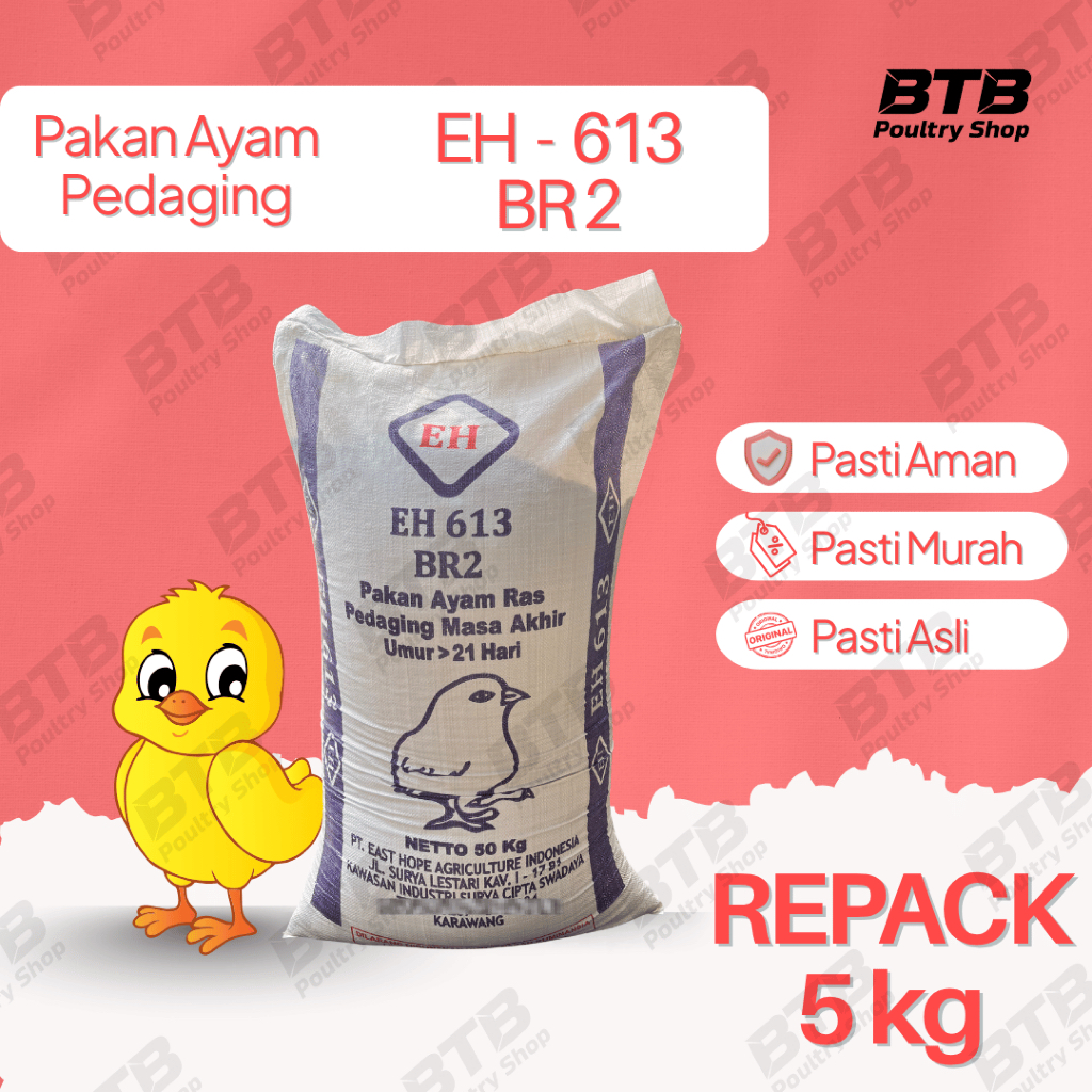 EH 613 BR 2 Buras Pakan Ayam Pur Ayam Pedaging Makanan Anak Ayam East Hope Repack 5Kg 1Kg