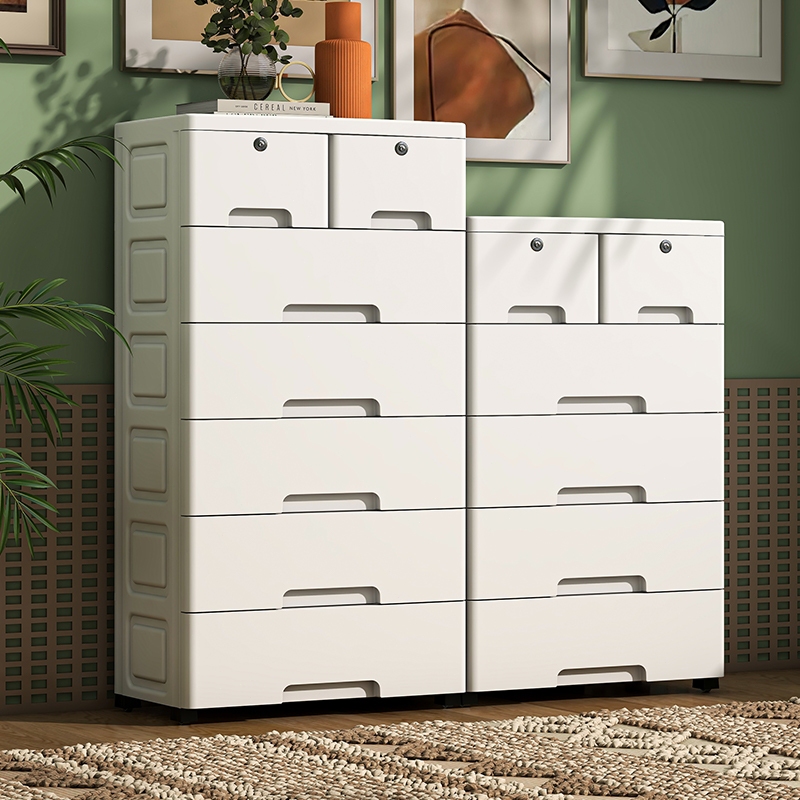 EVOCORE Lemari Pakaian Plastik Tebal Jumbo | Laci Susun Multifungsi Tertutup | Loker Baju Minimalis