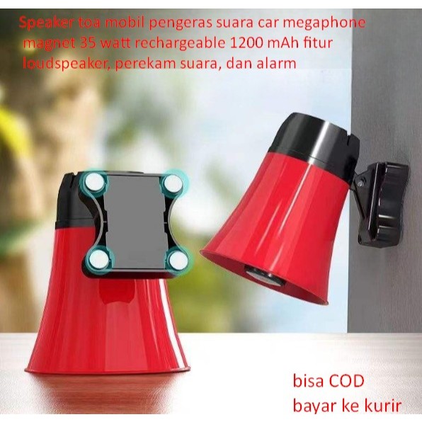 Speaker toa mobil pengeras suara car megaphone magnet 35 watt rechargeable 1200 mAh fitur loudspeake
