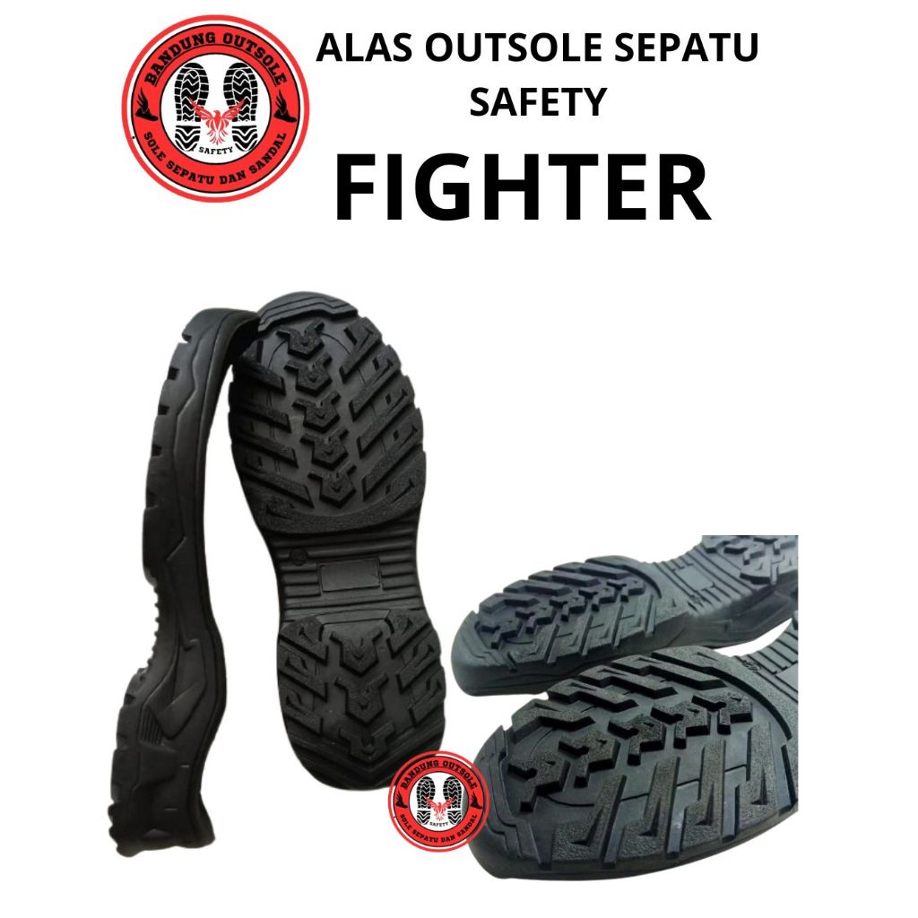 Alas Outsole Sepatu FIGHTER Hitam Bahan Karet Mentah