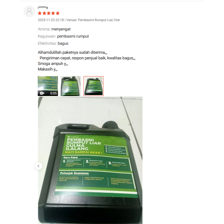 5 Liter Purevia - Cairan Praktis Pembasmi Rumput Liar - Obat Rumput Liar Ilalang Ampuh Sampai Akar