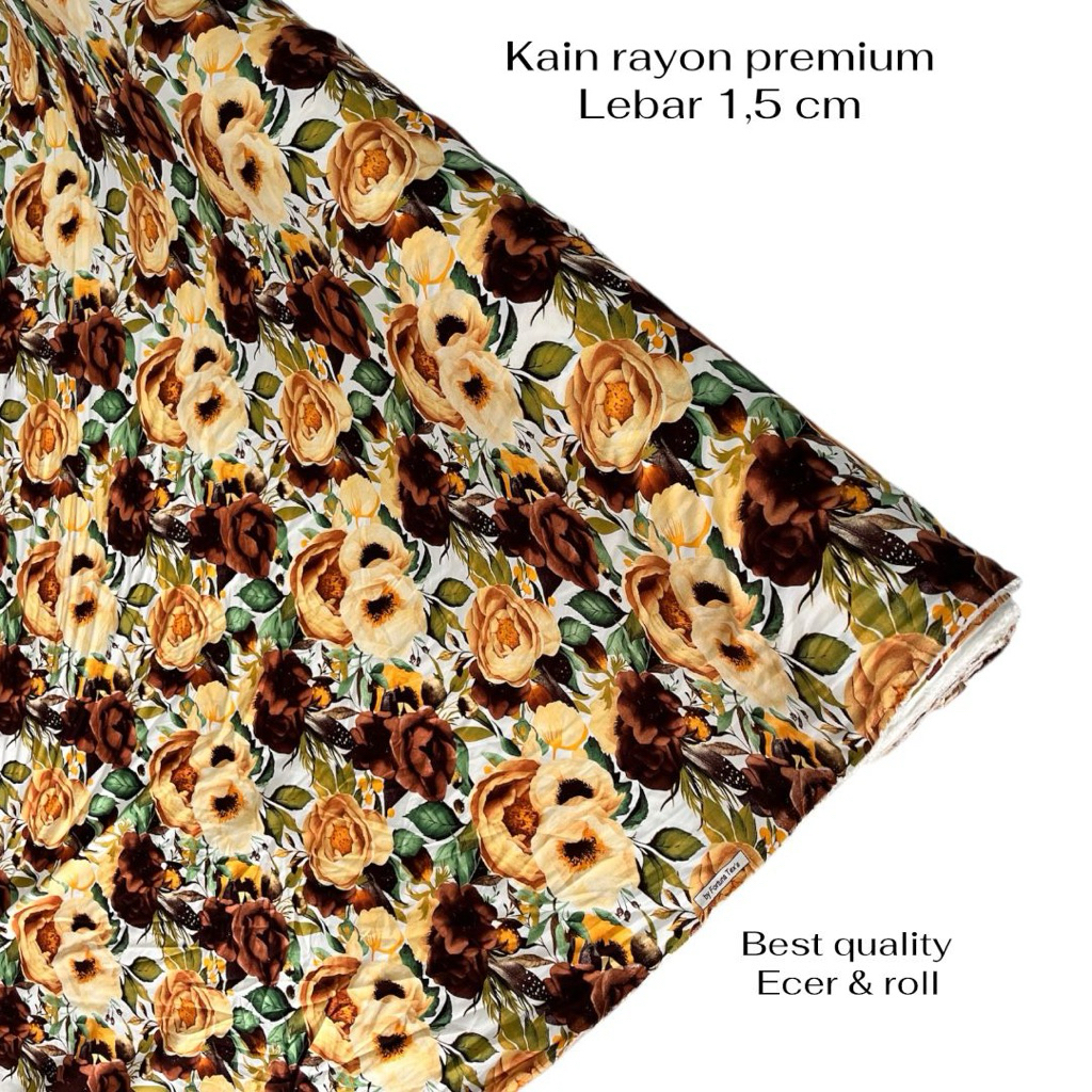 Kain Katun Rayon Viscose Premium | Kain Rayon Motif Terbaru | Katun Rayon | Kain Meteran | Gamis | D