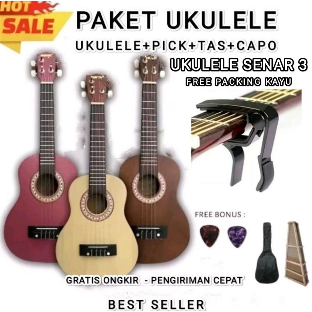 KENTRUNG SENAR 3 / UKULELE 3 SENAR FREE PACKING KAYU