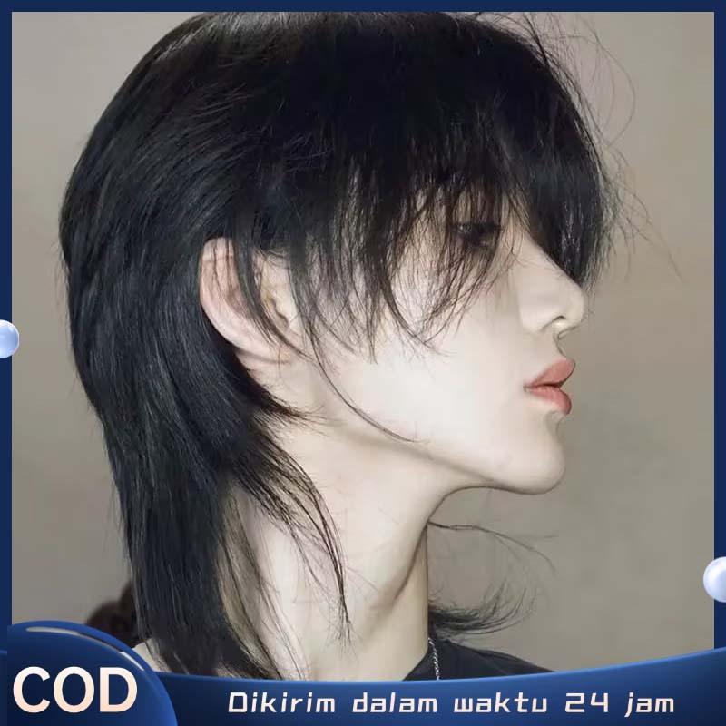Wig Mullet Jepang Wig Mullet Pria Wig Mullet Pria Panjang Wig Pria Korean Style