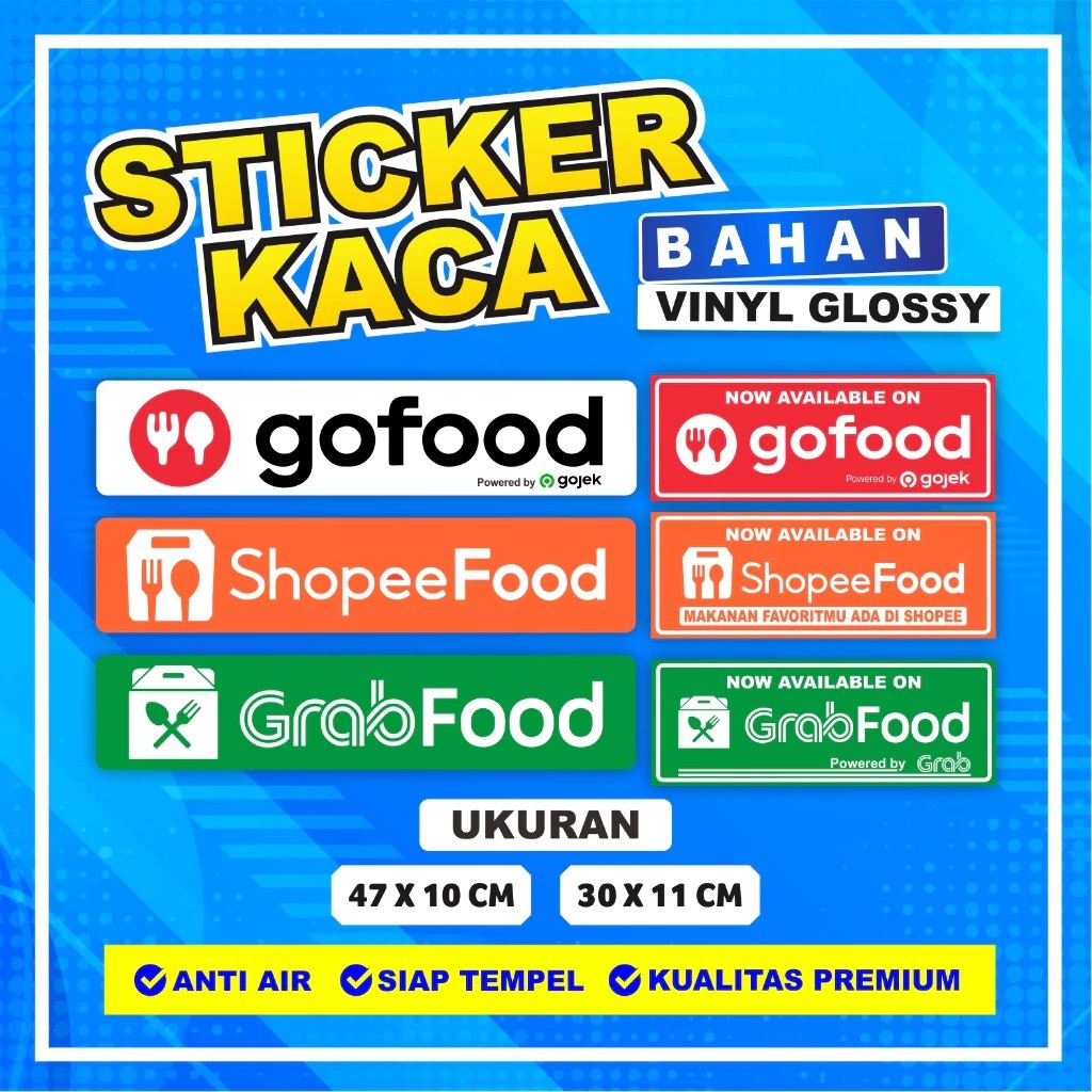 Paling Murah Stiker GoFood GrabFood ShopeFood Waterproof Anti Air