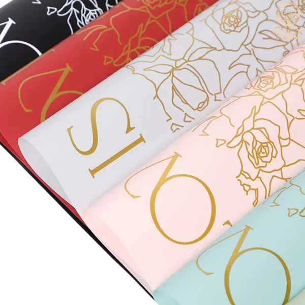 20 Lembar Flower Wrapping Paper LOVE Kertas Buket Cellophane Kertas Kado Valentine KB6165