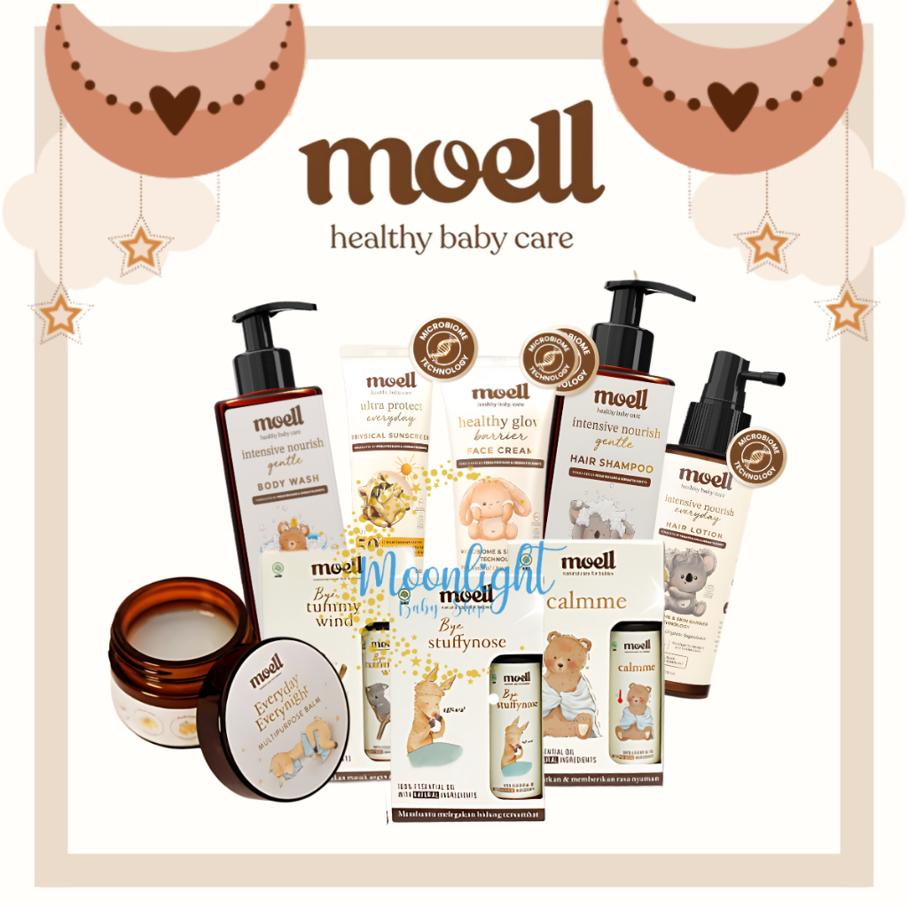 Moell Face Cream | Body Wash | Lotion | Hair Lotion | Set Sabun Shampoo SLS Free | Multipurpose Balm
