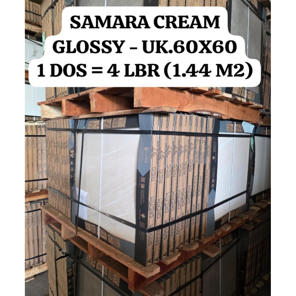 SAMARA SERIES UK.60X60 GLOSSY CREAM GREY PLATINUM KERAMIK LANTAI DINDING