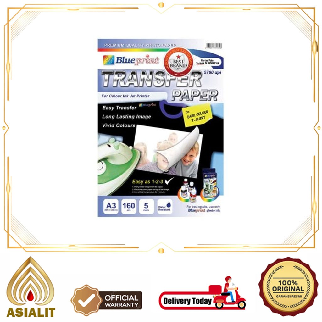 Transfer Paper Blueprint Hitam 160Gsm 5 Lembar A3 Kertas Transfer Sablon Kaos