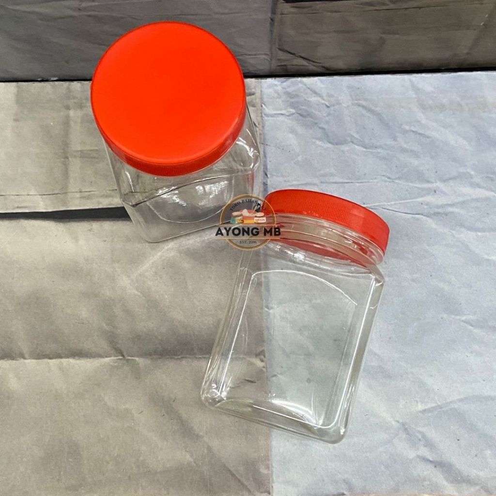 TOPLES PLASTIK PETAK 340ML (6PCS) / TABUNG JAR PLASTIK / JAR KUE