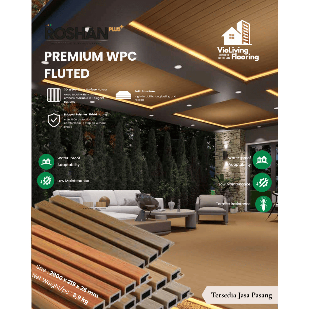 WPC Fluted Roshan – Panel Dinding Fluted Modern Interior & Semi Outdoor