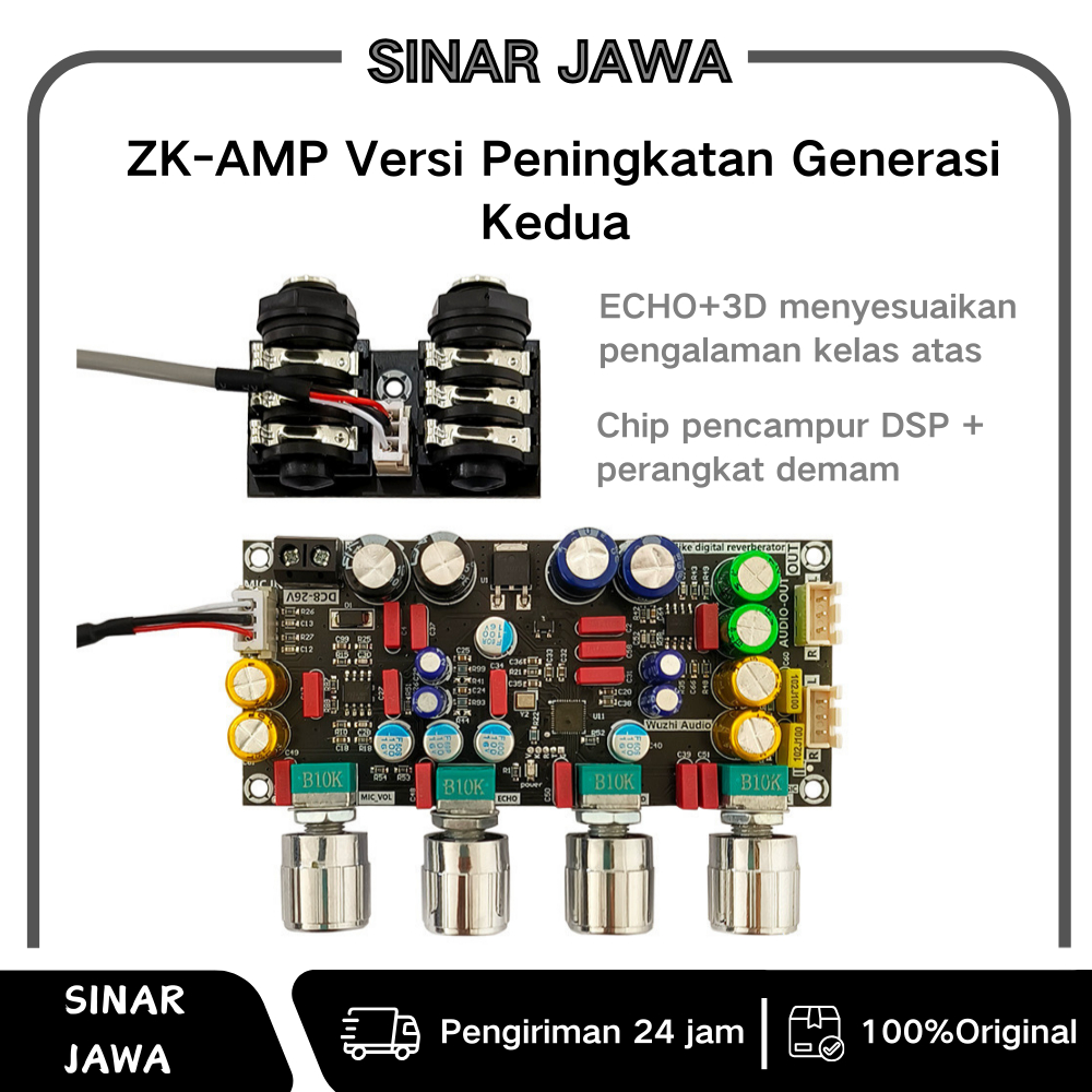 g_ZK AMP Preamp Mic DSP Karaoke Mini Amp Suara Jernih Reverb Bel Canto Anti Siulan 3D ECHO Dual Mic 