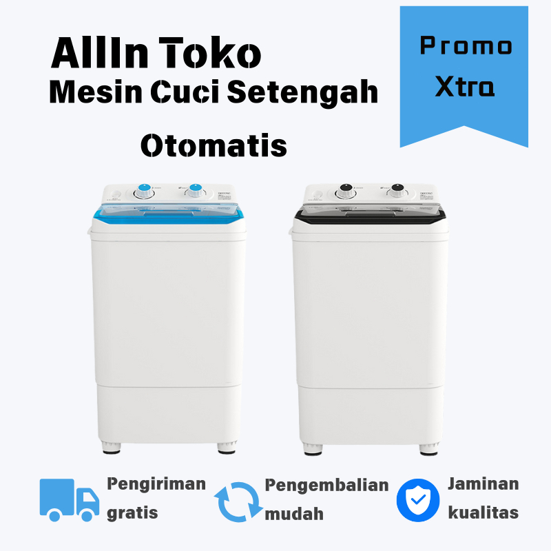 Mesin Cuci Mini Portabel 4.5KG, Mesin Cuci Setengah Otomatis + Pengering, Cocok untuk Keluarga Kecil