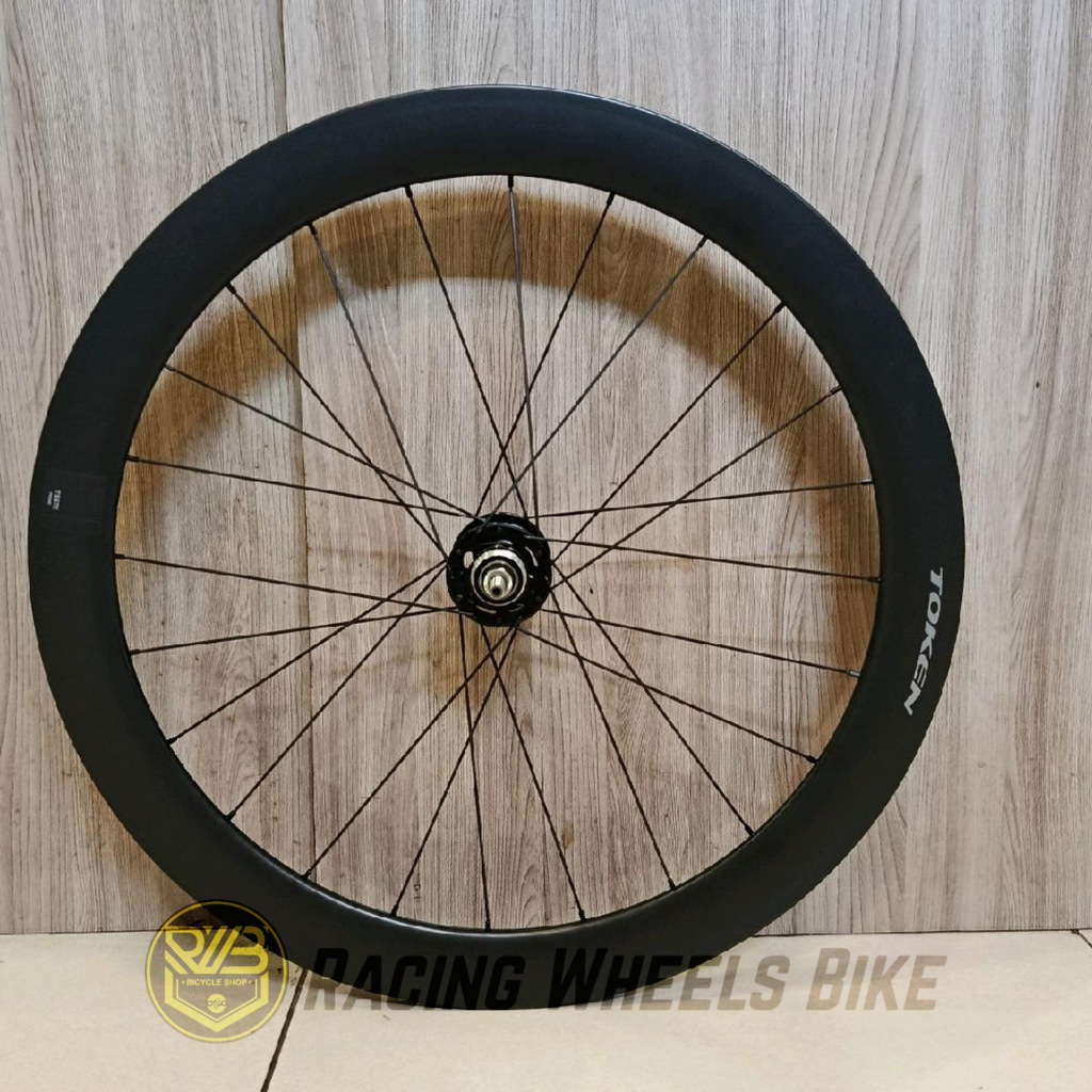 Wheelset Token Carbon 55mm Track Bike Tubular Premium Bearing 20/24H Harga Depan Belakang