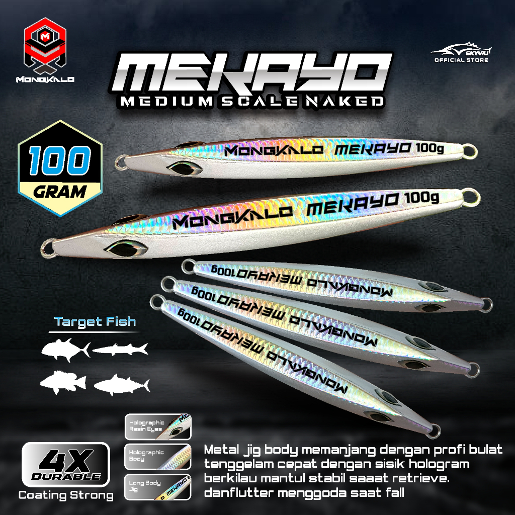 Metal Jig 100 Gram MONGKALO MEKAYO Sisik NAKED Umpan Pancing Laut 100 g Killer Umpan Metaljig 100gr 