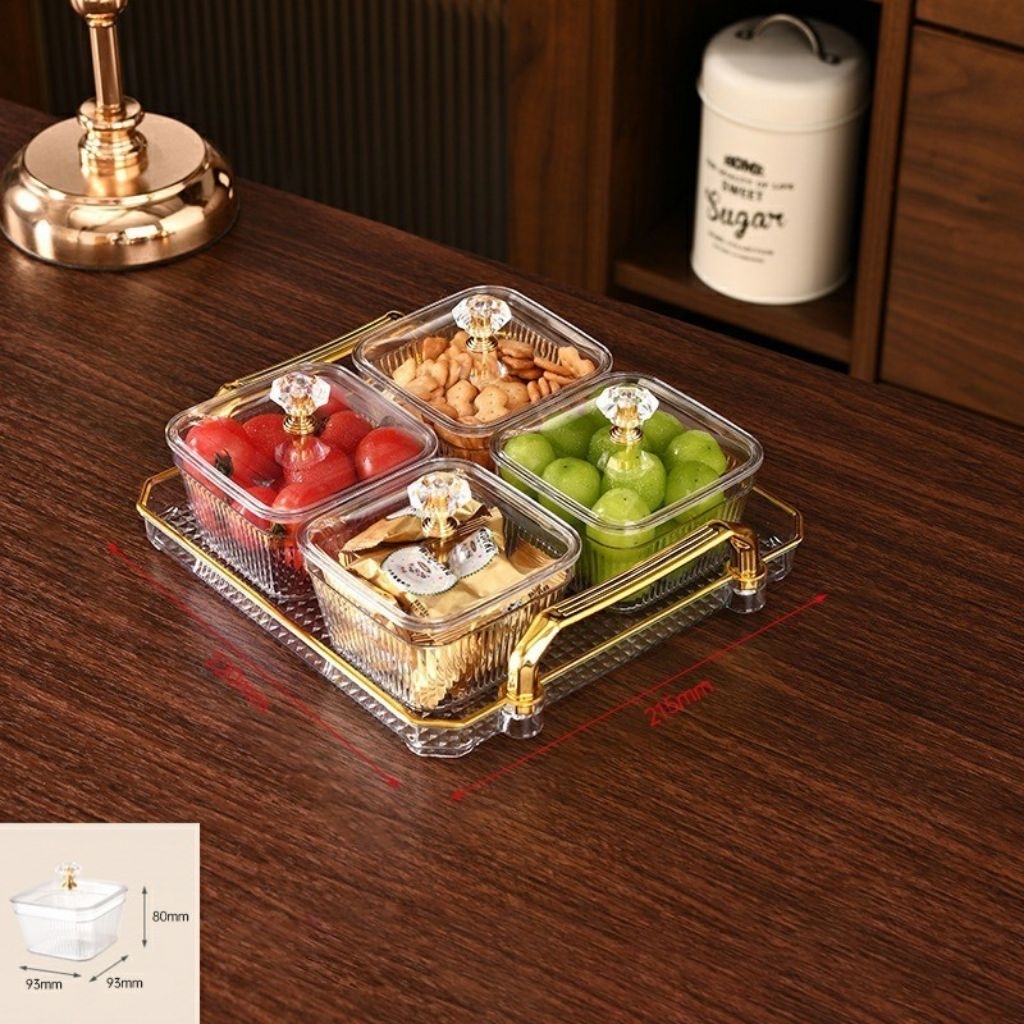 Toples Mutiara Nampan Set 4 1209 / Toples Lebaran / Toples Serbaguna / Toples Minimalis