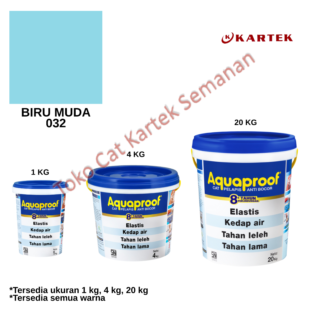 Aquaproof Cat Pelapis Anti Bocor Waterproofing Atap & Tembok Ukuran 20kg pail - Biru Muda 032