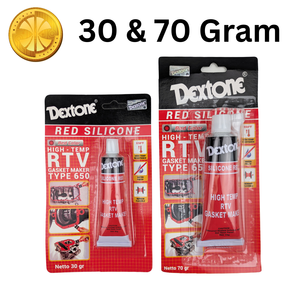 Lem silicone red dextone rtv 30 & 70 gram original - Lem gasket merah dextone tahan panas