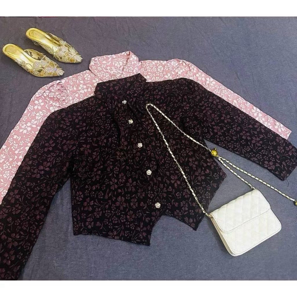 Flower Blouse Long Sleeve - Blazer Wanita Korean Look - Atasan Wanita Kondangan Bussines Casual Tren