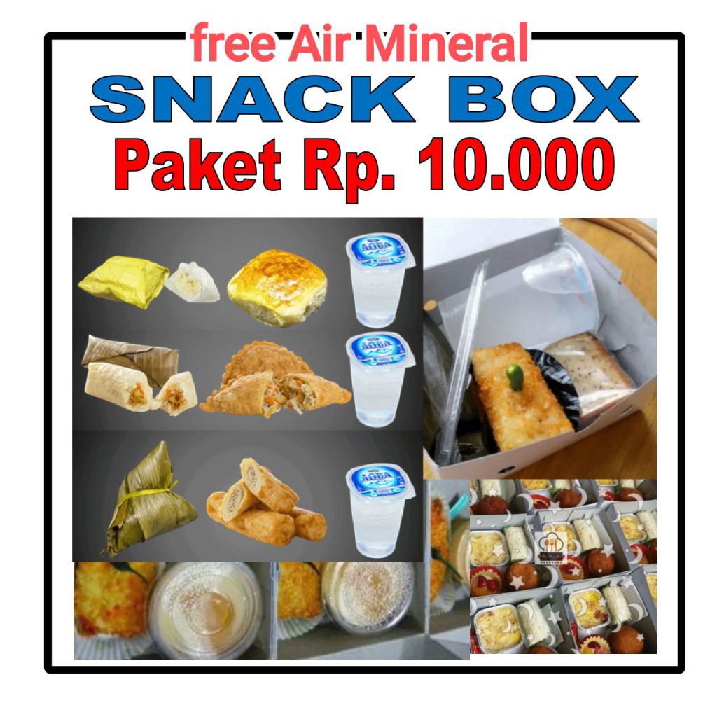 Paket Snack kue box isi 4 free air Mineral hanya 10 rb