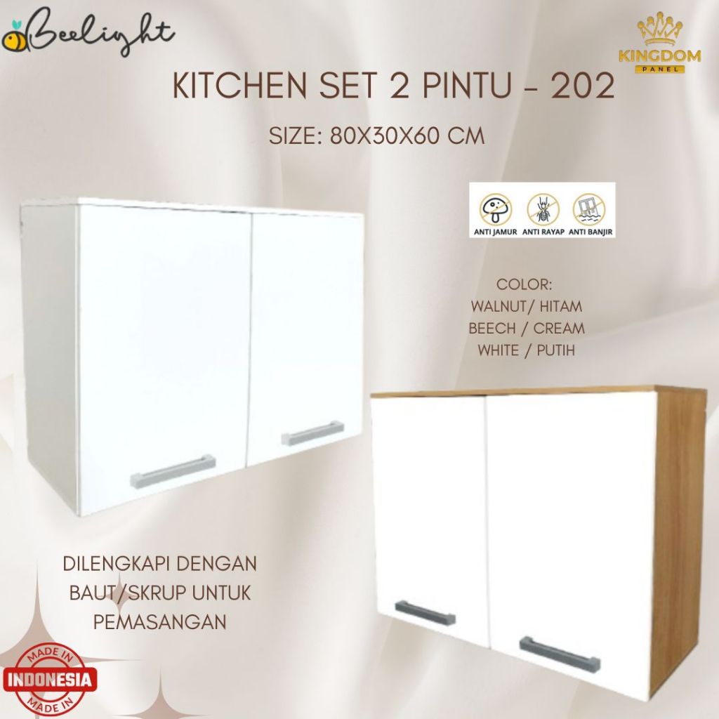 KITCHEN SET MINIMALIST ATAS 2 PINTU - BUFET RAK DAPUR GANTUNG HARDWOOD PARTICLE BOARD GRADE A