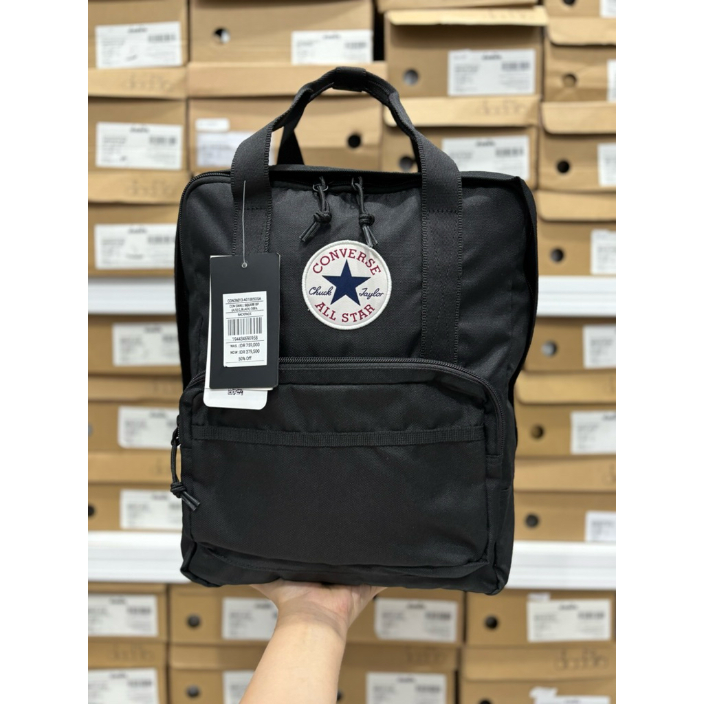 TAS RANSEL CONVERSE SMALL SQUARE BACKPACK BLACK CON26013 ORIGINAL BAG