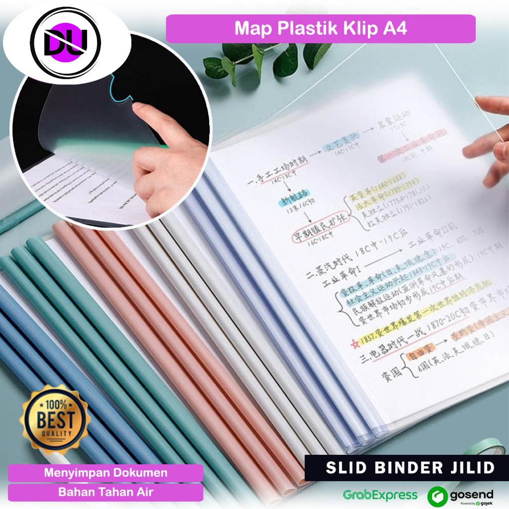 Map Plastik Slide Binder Jilid A4 Map Transparan Tempat Penyimpanan Dokumen Berkas Kantor Kertas Uji