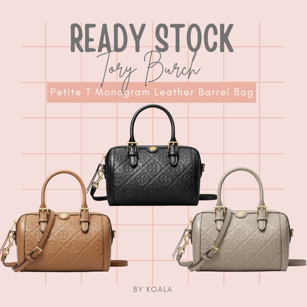 Tas Tory Burch Petite T Monogram Leather Barrrel Bag