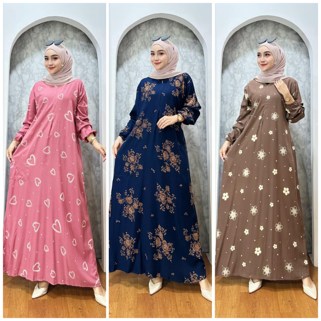 Daster Gamis semata Kaki - Batik Kencana Ungu - daster kekinian - baju batik wanita - batik wanita -