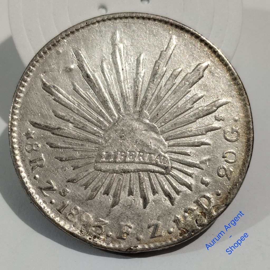 ZZ.29-- 1 PC KOIN PERAK KUNO ASLI 8 REALES REPUBLICA MEXICANA TH 1893. -- SILVER COIN --