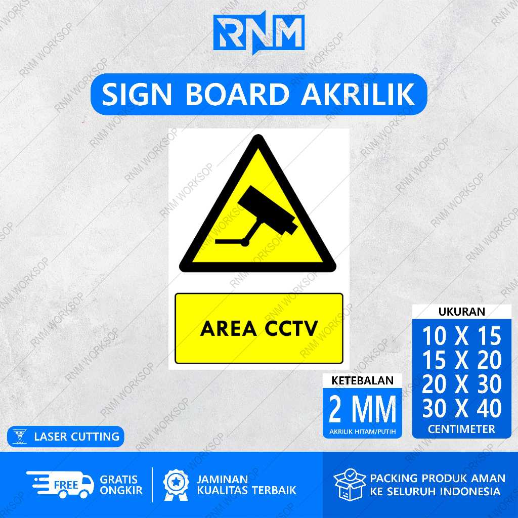 SIGN  BOARD AKRILIK SAFETY SIGN RAMBU K3 AREA CCTV