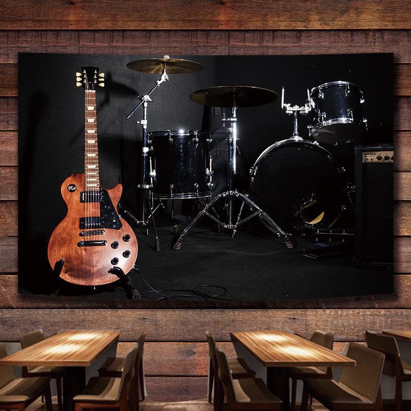 Wallpaper Dinding untuk Instrumen Drum Set Wallpaper Dinding Kamar Tidur/Studio Permadani Bar tapest