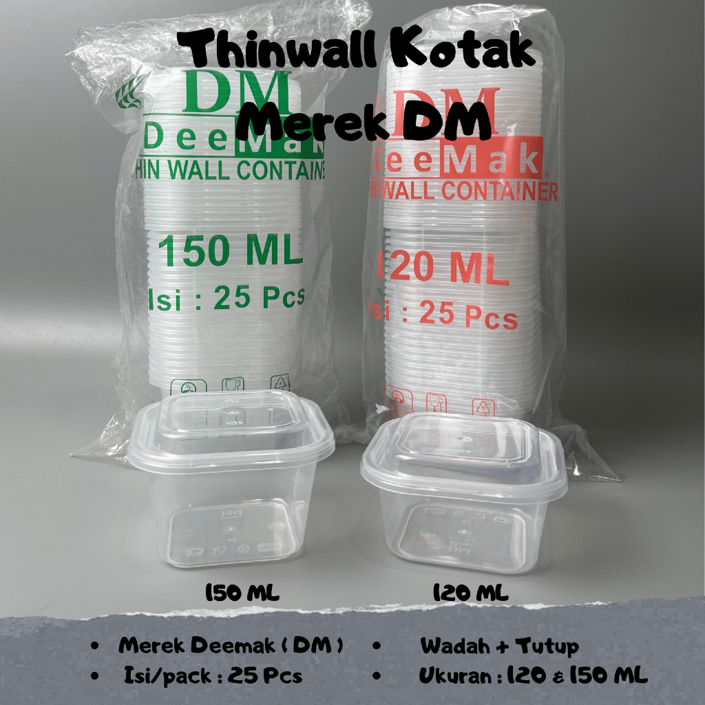 PROMO TERBARU Thinwall Kotak DM 120ml 150ml Isi 25 Pcs / Thinwall SQ DM / Kotak Makan