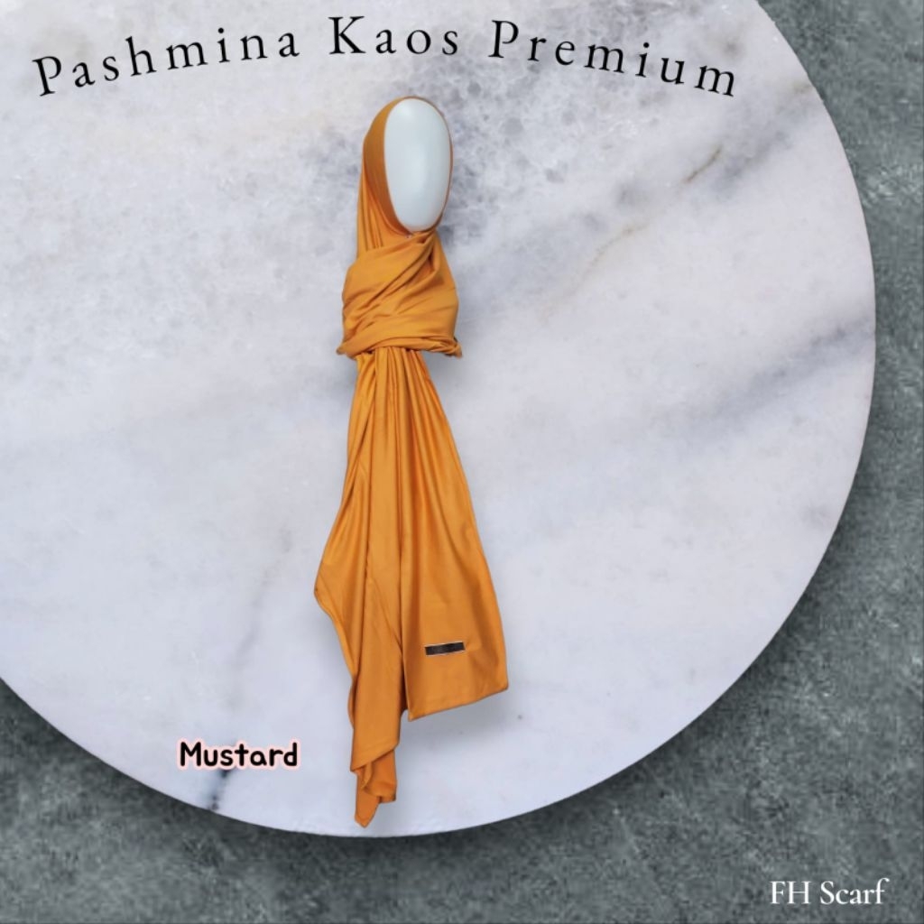 Kerudung Hijab Jilbab Pashmina Kaos Premium Mustard Merk FH Scarf Murah
