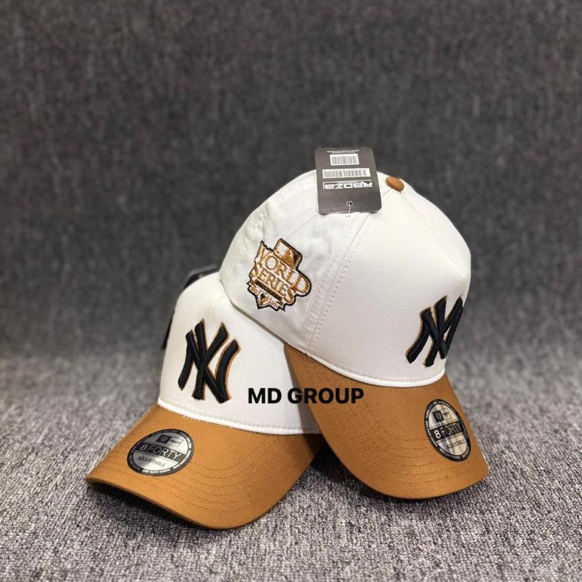 Topi Baseball New York Yankees World Series White/Brownze High Quality Adjustable Unisex