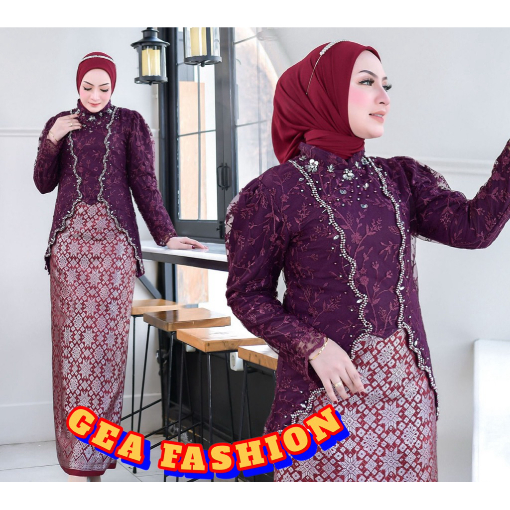 Kebaya Wanita Lace Berfuring || Kebaya Full payet || Baju Lamaran Wisuda Material Premium