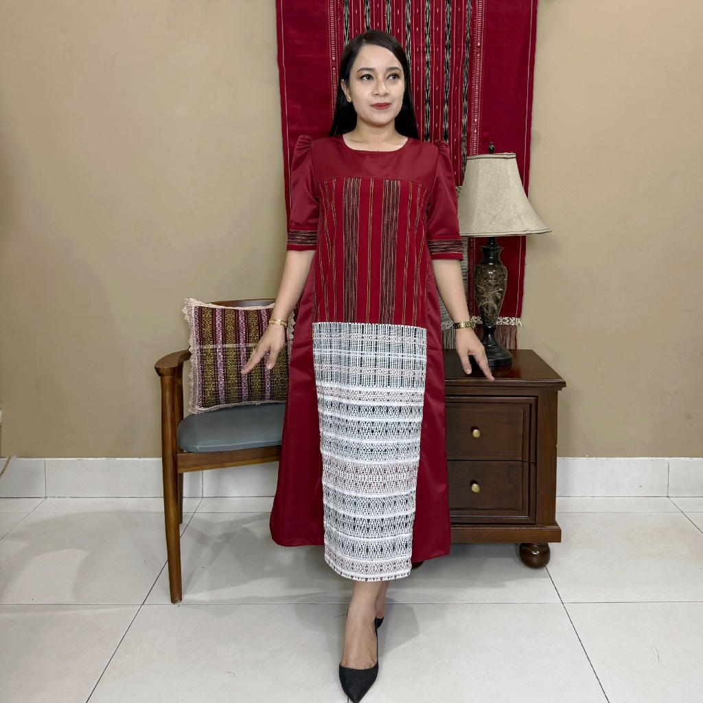 Dress Etnik Tenun Ulos RAGIHIDUP Asli Model JOJOR A-Line