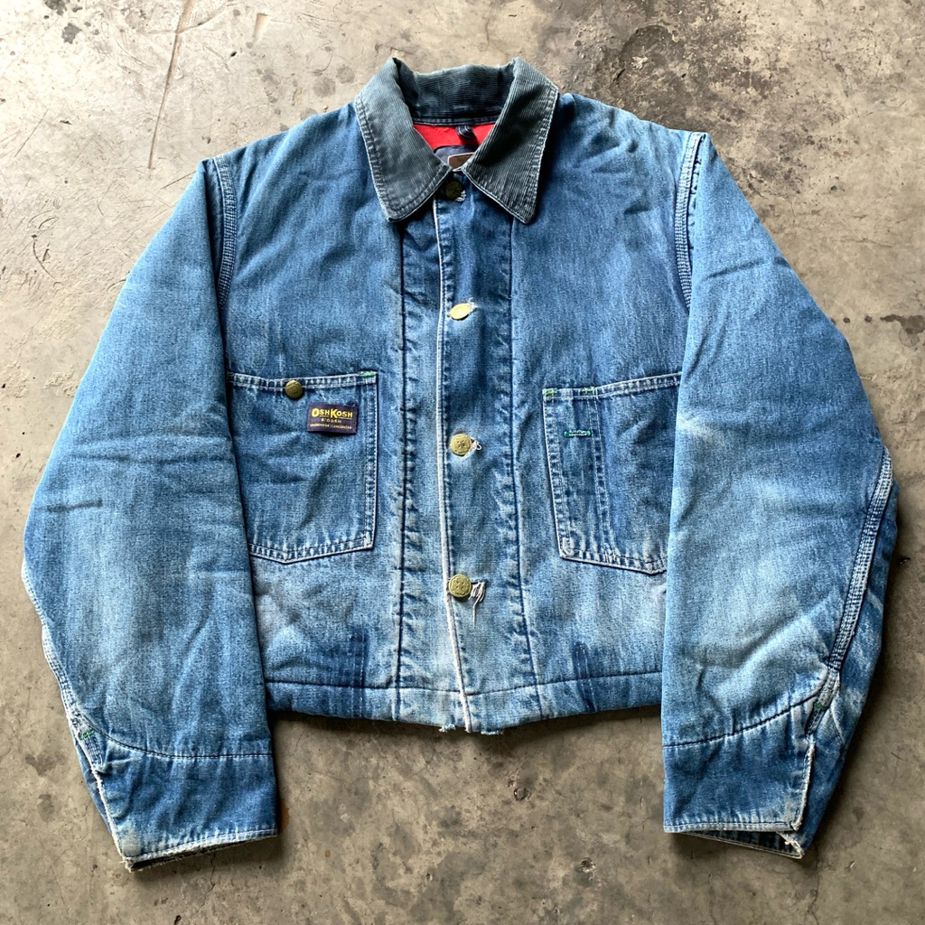 1960s Faded Blue Oshkosh Cropped Chore Jacket