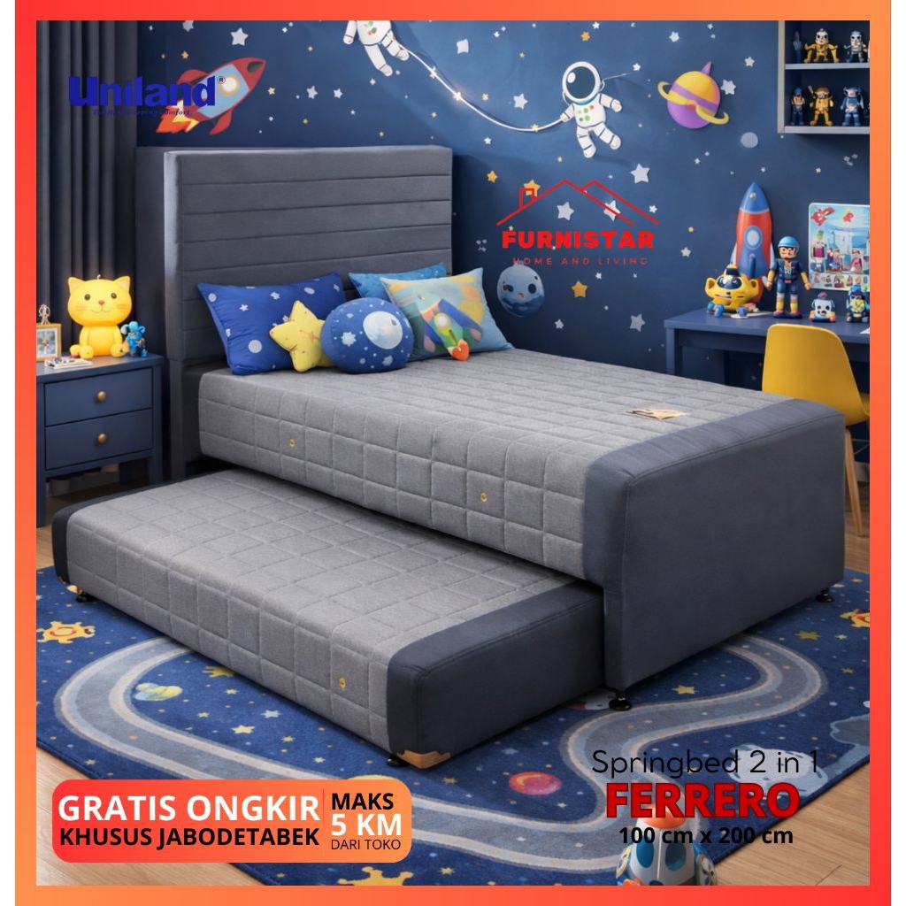 UNILAND 2 IN 1 FERERRO / TEMPAT TIDUR SORONG ANAK / 2IN1 FERERO