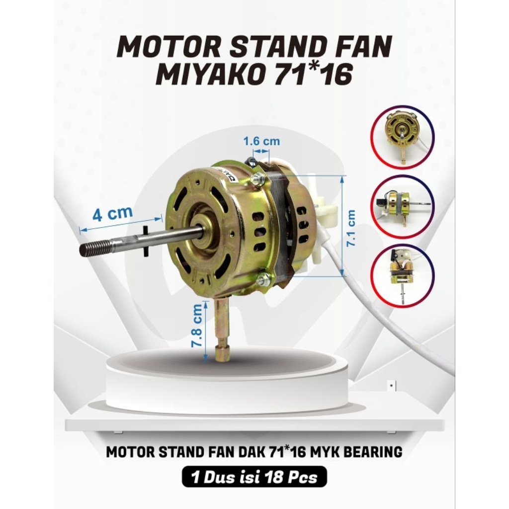 Dinamo kipas angin MIYAKO 16inc bearing gulungan tebal 71x16