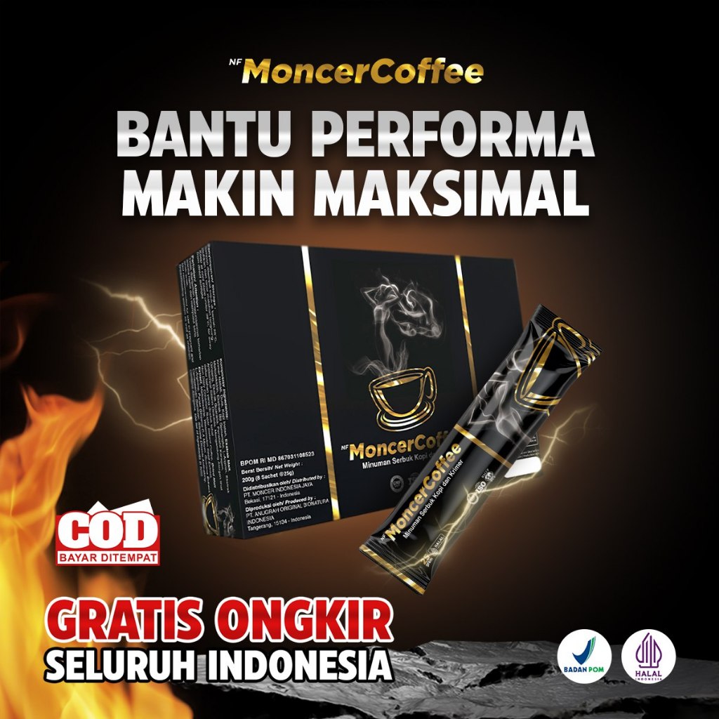 NFMONCERCOFFEE Kopi Herbal Premium 8 Sachet Meningkatkan Stamina Halal BPOM Herbal Alami Pria