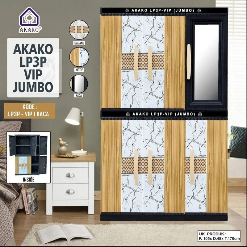 LEMARI 3 PINTU VIP JUMBO AKAKO