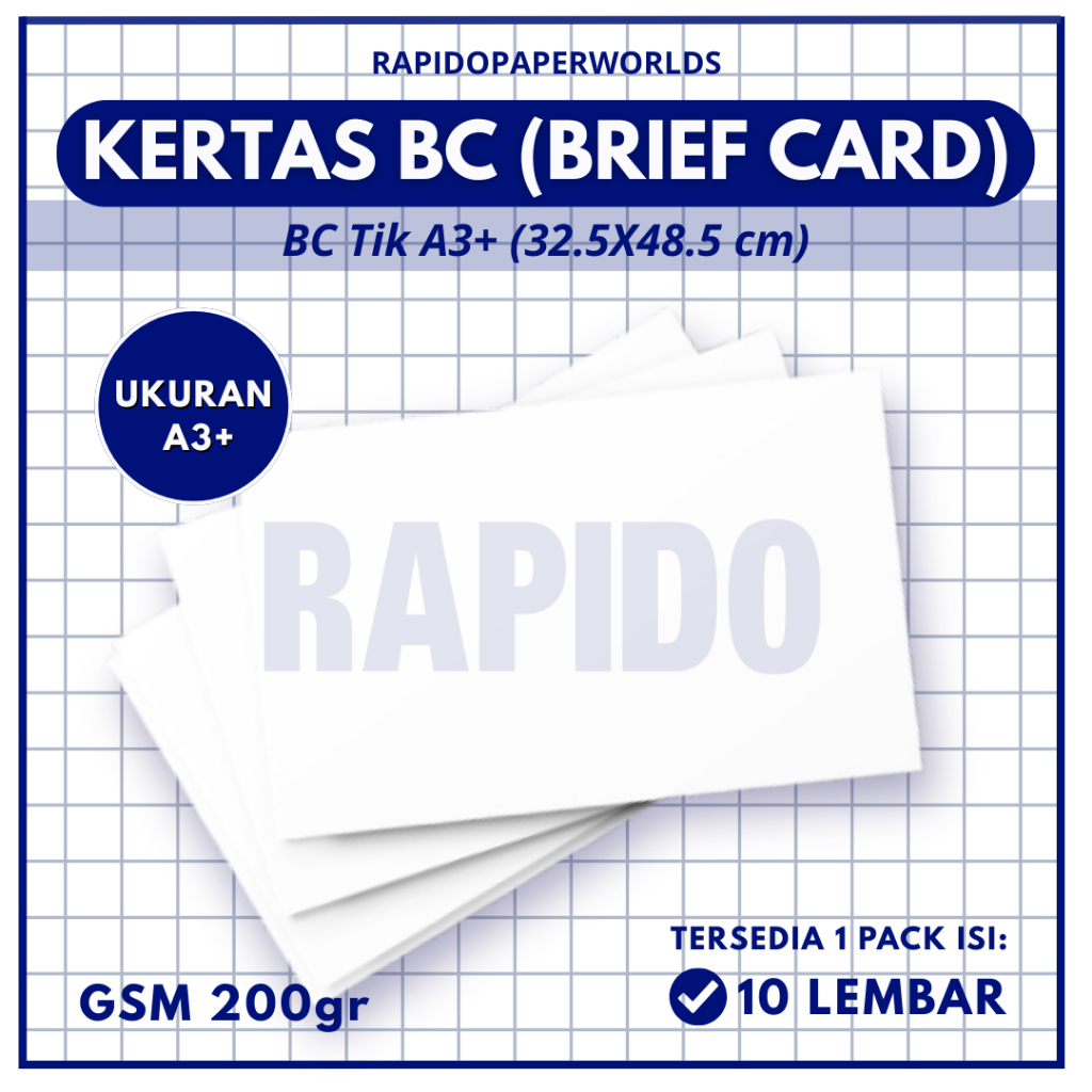 Kertas BC / Brief Card [10 Lembar, 200 gr A3+] Kertas BC TIK / Kertas Gambar / Kertas Manila / Kerta