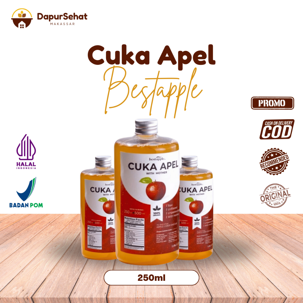 Bestapple - Cuka Apel Original 250 ml- Diet Detoks - Apple Cider Vinegar - Toner Wajah Alami