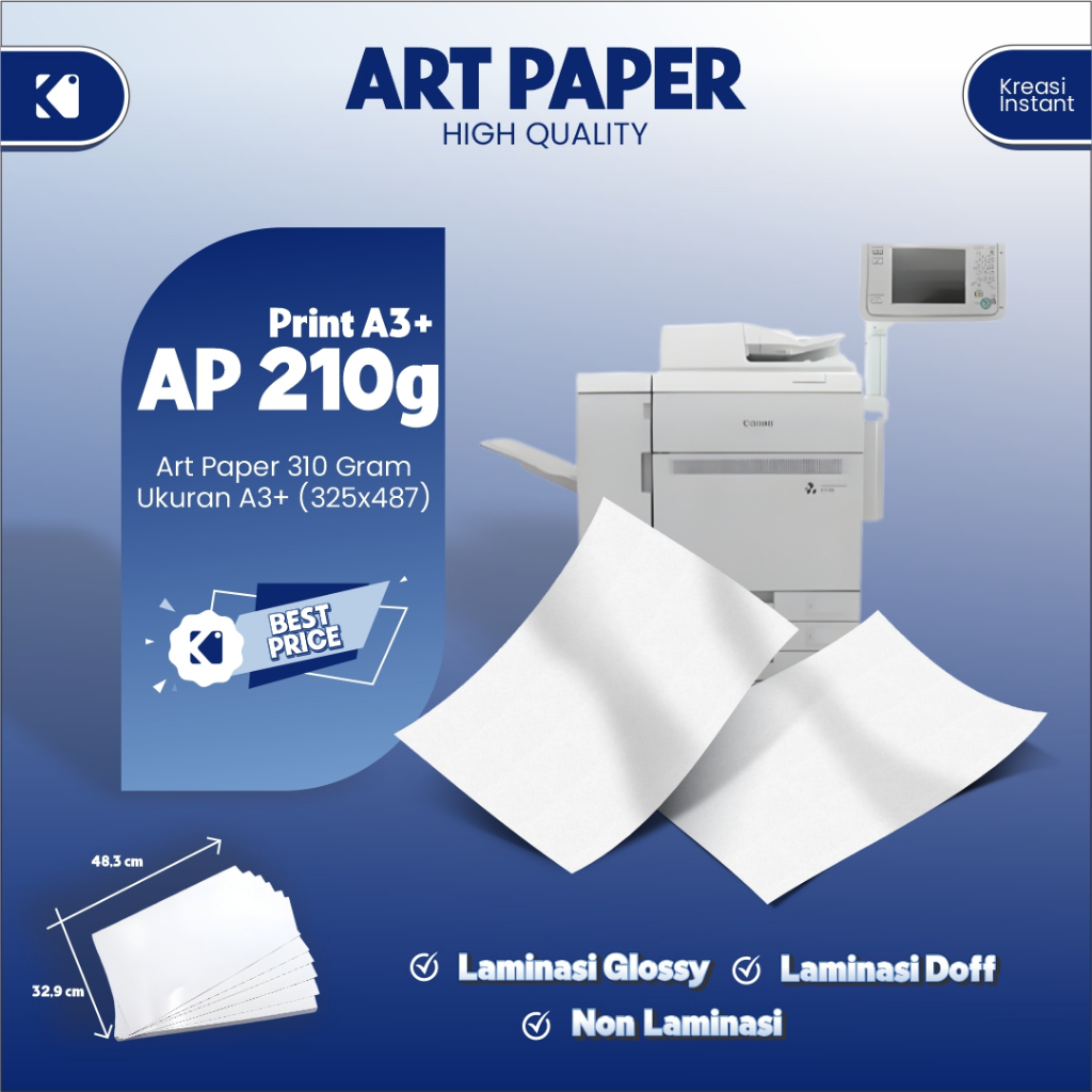 DIGITAL PRINT A3+ Cetak Kertas Art Paper AP 210 Gram