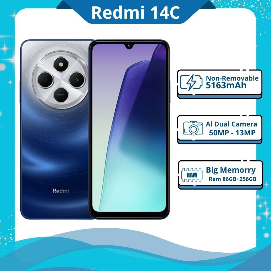 Handphone Redmi 14C Ram 8+256GB ANDROID NFC