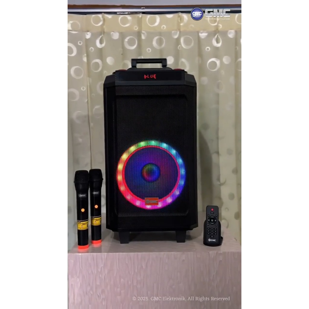 NEW Speaker 10 Inch GMC 883K + 2 MIC WIRELESS SPEAKER PORTABLE GMC 883K BONUS 2 MICROPHONE / SPEAKER